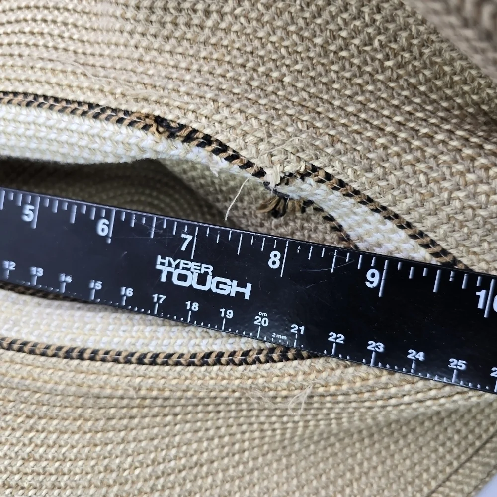 Vintage Sun Hat Floppy 90s Ladies Wide Brim Beach Shade Fabric Soft Straw S M - Picture 8 of 8